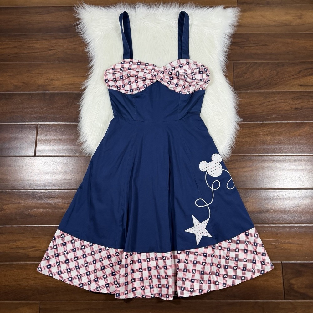 Disney Parks Size Medium Mickey Americana All American‎ Girl Sleeveless Dress